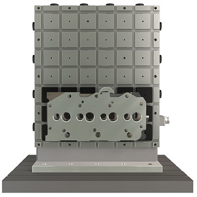 EPCube clamping a engine block for machining